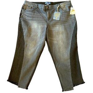 NWT Democracy Black Absolution Slimming Jeans Cropped Raw Hem Size 24W